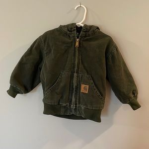 Like New Carhartt Canvas Jacket Lined - 2T Toddler - Deep Olive Green Retail $50